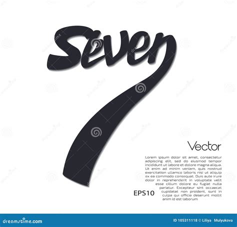 Number Handwritten Typography Seven Stock Vector Illustration Of