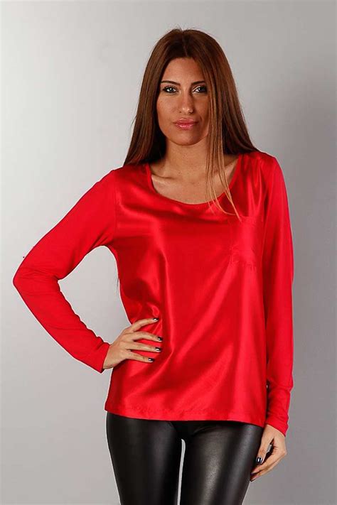 Red Satin Blouse Red Satin Silk Satin Bell Sleeves Bell Sleeve Top Tops Fashion Red Moda