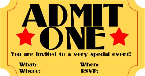printable invitation  ticket stub frugalfulcom