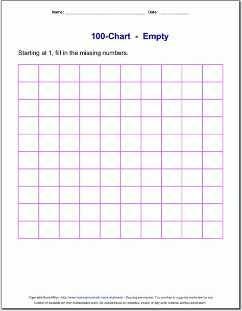 Free Printable Blank 100 Chart Worksheets Printable Worksheets
