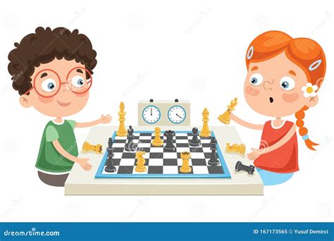 Cartoon Character Playing Chess Game Stock Vector Illustration Of