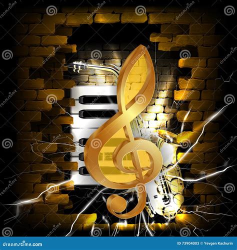 Golden Treble Clef And Bass Clef Signs Illustration Key Sol Music