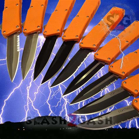 Lightning Otf Knife Dual Action Orange Automatic Taiwan 9 Blade Opti