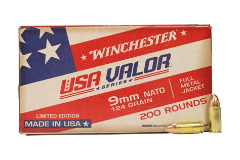 Winchester 9mm Nato 124gr Fmj Usa Valor Series 200box For Sale