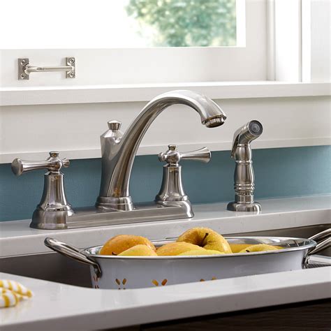 It's a good idea to see the different types of kitchen faucets, how these can be installed and that they come with the right features for your needs. Portsmouth 2-Handle Kitchen Faucet with Side Spray ...