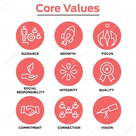 Company Core Values Outline Icons For Websites Or Infographics — Stock