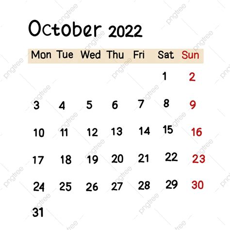Calendar 2022 2023 Png October Calendar 2022 Images