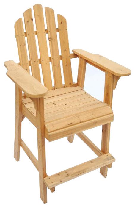 Balcony Tall Counter High Adirondack Chair With Footrest Natural Wood