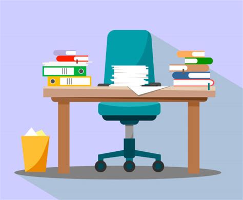 Cartoon Of The Messy Office Desk Illustrations Royalty Free Vector