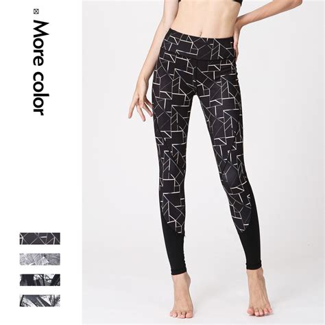 Geometry Printed Women Yoga Pants Sports Exercise Tights Fitness Leggings Workout Gym Running
