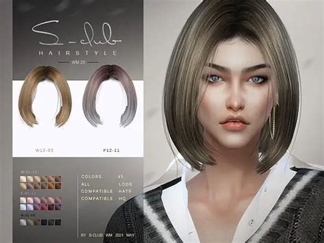Hair 202120 By S Club The Sims Resource Sims 4 Hairs