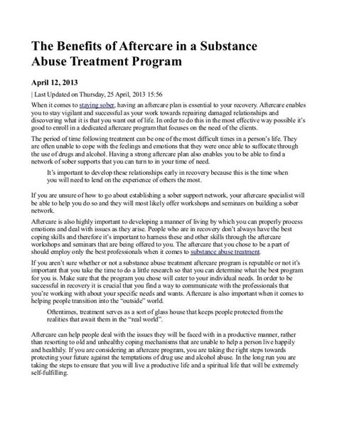 The Benefits Of Aftercare In A Substance Abuse Treatment Program
