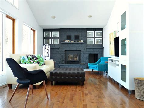 Remodelaholic Dark Gray Painted Fireplace Focal Wall