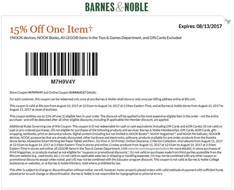 Find official barnes & noble promo codes and coupons. Barnes & Noble Coupons - 15% off at Barnes & Noble, or ...
