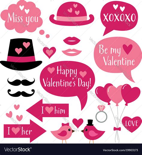 Photo Booth Props For Valentines Day Royalty Free Vector