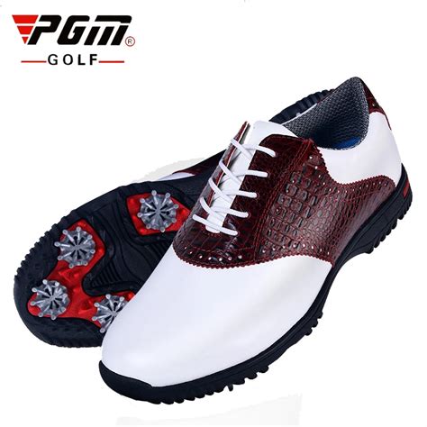 Pgm Men Golf Shoes Gentleman Genuine Leather Crocodile Pattern Sneakers