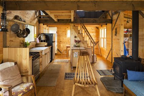 Wee Ely Living Room And Kitchen Tiny House Cabin Tiny Cabin Cabin