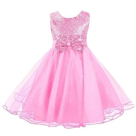 Sequin Dress For Girl Acecharming Knee Length Sleeveless Pink Size 7