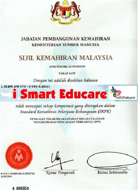 Persijilan sijil kemahiran malaysia mempunyai lima (5) tahap iaitu. Sijil Kemahiran Malaysia Archives | TVET:JPK|Sijil ...