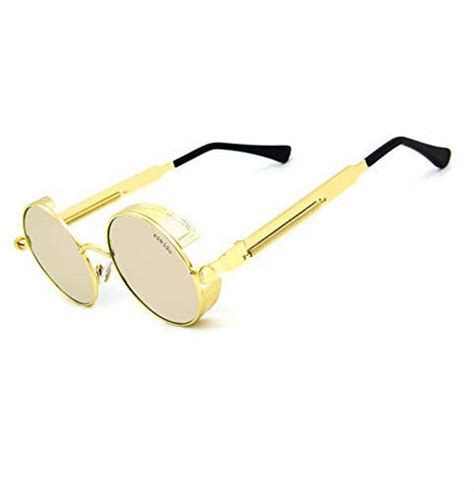 Getuscart Ronsou Steampunk Style Round Vintage Polarized Sunglasses