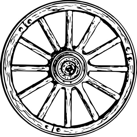 Wagon Wheel Line Drawing Sketch Coloring Page