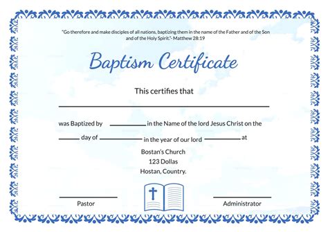 Printable Baptismal Certificate Templates