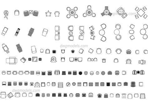 100 designer chair cad blocks. Chairs and armchairs DWG, free CAD Blocks download