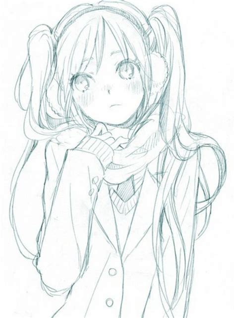 Anime Art Girl Coat Scarf Earmuffs Cold