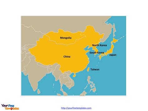 Free East Asia Map Template Free Powerpoint Templates