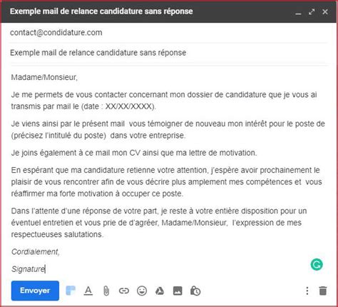 Mail De Relance Candidature Sans Réponse Mise à Jour Pour 2019
