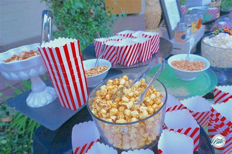 Popcorn Bar Setup With Popcorn And Nuts