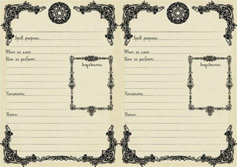 A5 Printable Spell Template Book Of Shadows Page Digital Download