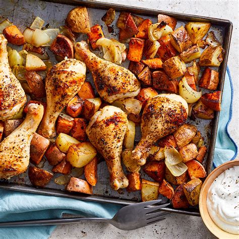 Oven Baked Chicken Drumsticks With Potatoes Recipe Eatingwell