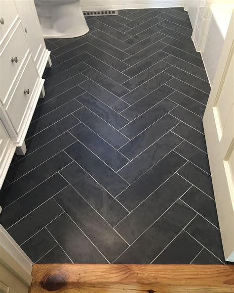 Grey Herringbone Tile Floor