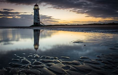 Wallpaper Sea Beach Clouds Dawn Lighthouse England Morning North
