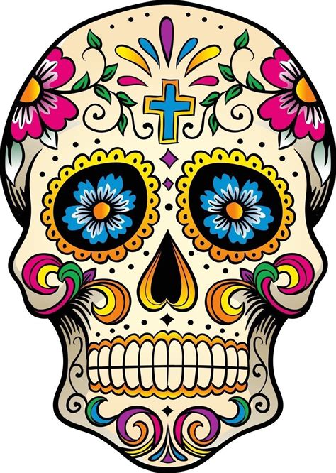 Mexican Sugar Skull Self Adhesive Vinyl Sticker Sugar Skull Art