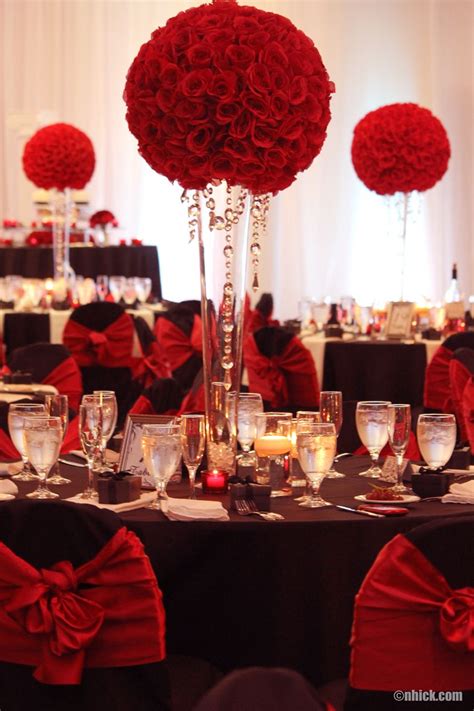 Red Roses With Hanging Crystals Centerpiece Wedding Centerpieces