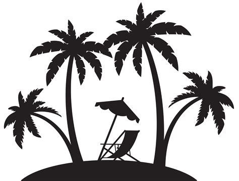 Palms And Beach Chair Silhouette Png Clip Art Beach Drawing Palm