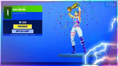 None have been offered in the cash shop so question box: FORTNITE KISS THE CUP EMOTE - YouTube