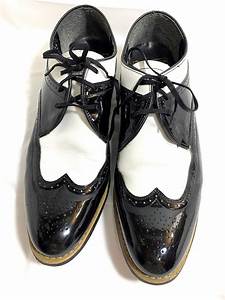 Vintage Size 10 5d Mens Adams Shoes Black White Wingtips Etsy