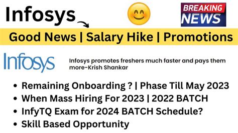 Infosys Good News Salary Hike Onboarding When Mass Hiring
