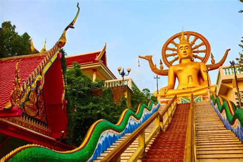 Religião Tailândia Wat Phra Yai Templo Grande Da Buda Em Samui Imagem