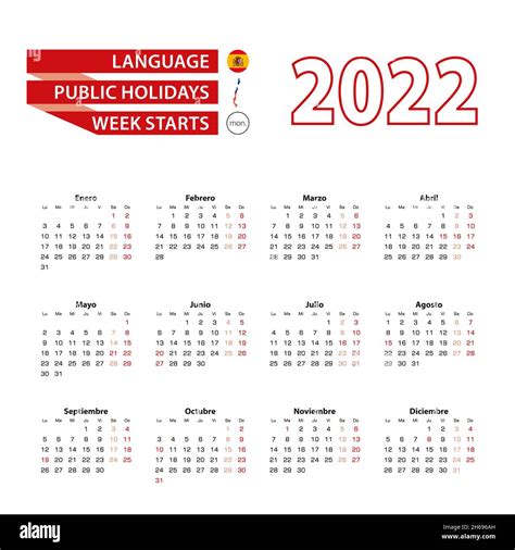Calendario 2022 En Español Con Festivos El País De Chile En El Año 2022