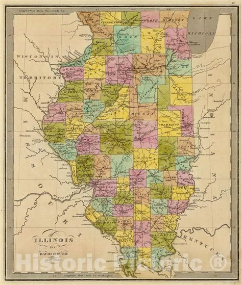 Historic Map Illinois 1840 Vintage Wall Art Historic Pictoric