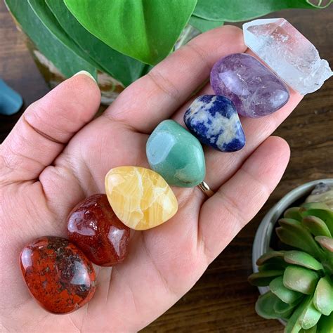 7 Piece Tumbled Stone Chakra Set Meditation Reiki Chakra Etsy