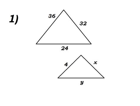 Triangle A has sides of lengths 36 , 32 , and 24 . Triangle B is similar to triangle A and has a ...
