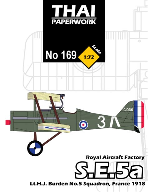 172 Royal Aircraft Factory Se5 Lthj Burden Paper Model Ecardmodels