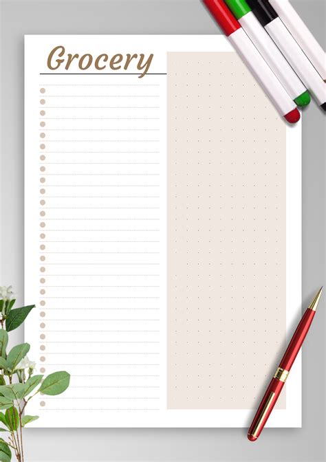 Additionally, the entire bottom section is left blank so as to provide the freedom to write notes, goals, reminders, snacks, shopping or grocery list or whatever else works best for your family. Download Printable Simple grocery list template PDF