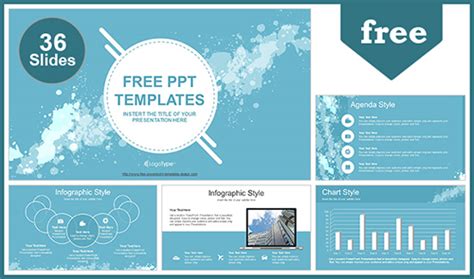 Modern and simple powerpoint template. Water Colored Splashes PowerPoint Template