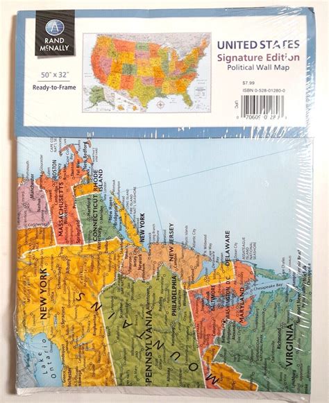 Brand New Rand Mcnally Signature Wall Map United States 50 X 32